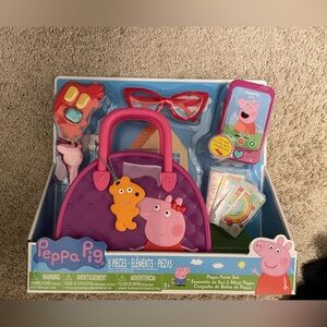 Peppa Pig Pink and Purple Purse 8 Piece Accessory Set-NWT